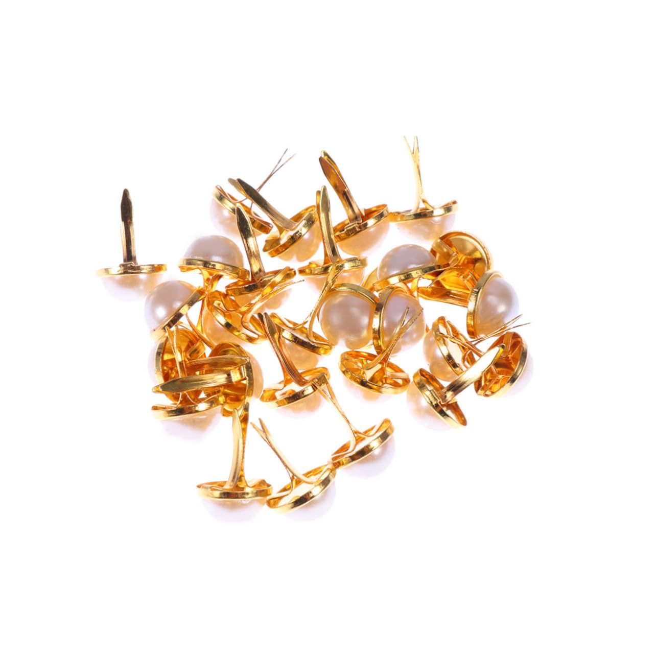 Hohopeti 100Pcs Pearl Shaped Brads Decorative Metal Fasteners for Scrapbooking DIY Crafts and Christmas Decor Golden Durable Easy to Use Non Fading