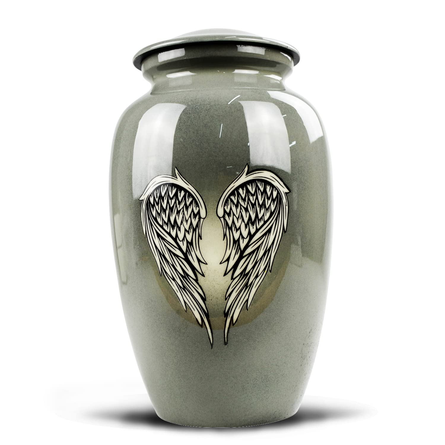 Sterling Ventures Large Ceramic Urn for Ashes with Heavenly Angel Pattern and Glossy Finish