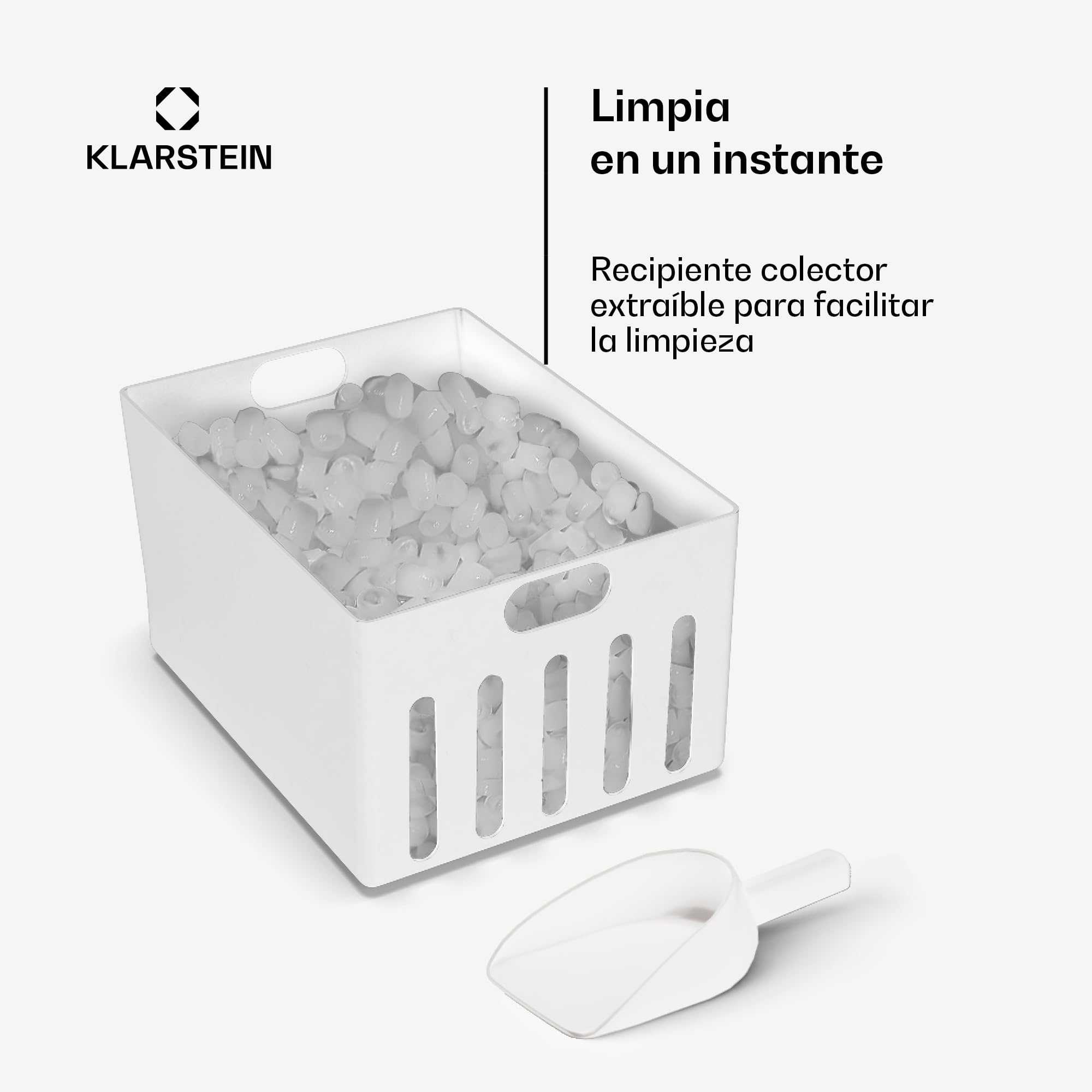 Klarstein Maquina de Hielo para Casa 3,3 L, Ice Maker Capacidad 18 kg, Maquina para Hacer Cubitos de Hielo Encimera Casa con Alarma Seguridad, Ice Maker Machine para Hielos Rápida para Cubito Hielo