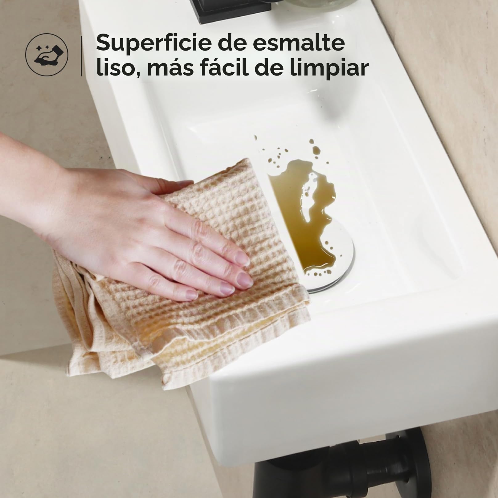 HOROW Lavabo colgante de pared, rectangular, de cerámica, porcelana, pequeño, para invitados, orificio para grifo a la izquierda, 370 x 185 x 90 mm