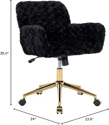 Miniatura 2 de Silla de escritorio para oficina en casa, silla de computadora con ruedas, silla de tocador peluda para mujeres y niñas, silla giratoria tapizada