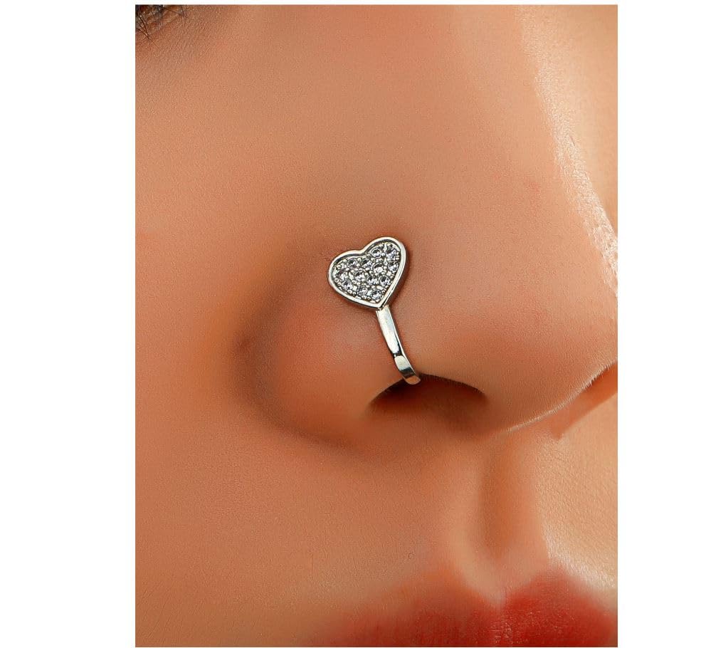 Image of RUVEE Nose & Ear Clip Titanium Plated Pin Non Pierced Just Press for Women & Girls Septum Ring