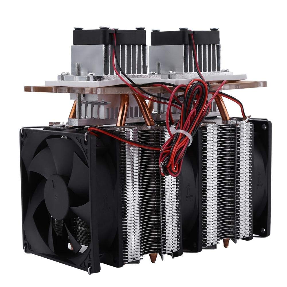 Dissipatore di calore a semiconduttore elettronico fai-da-te 12V 144W, sistema di raffreddamento del radiatore termoelettrico a doppio core Peltier Element, mini kit di climatizzazione fai-da-te, incl
