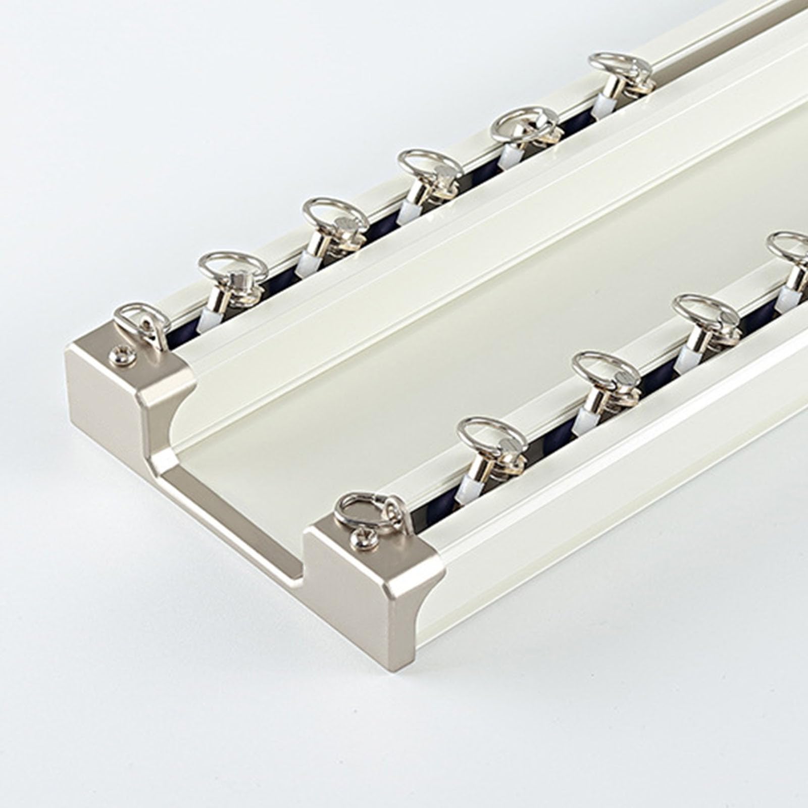 Double rail en aluminium pour rideaux - 200/300/400 cm - Montage au plafond - Idéal pour la maison et le bureau (1290 cm)