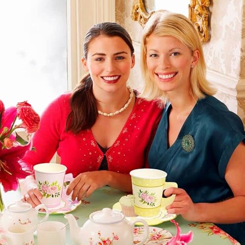 Ceiba Tree Floral Paper Disposable Tea Cups And Saucers Tea Party Decorations Favors 24 Sets For Girls Women Flower Birthday Baby Shower Wedding Party Supplies thumb #3