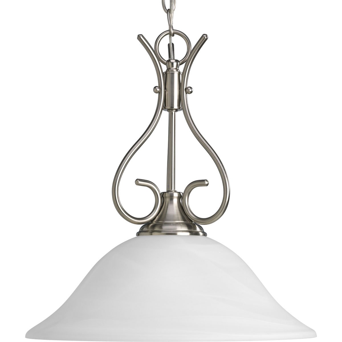 Progress Lighting P5091-09 Alabaster Glass Pendants, 15-3/8-Inch Diameter x 16-1/2-Inch Height, Brushed Nickel