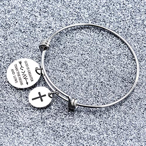 Image of Cross Adjustable Christian Bible Verse Bracelet Religious Jewelry | Inspirational scripture bangle, thoughtful confirmation faith gift for women teengirls