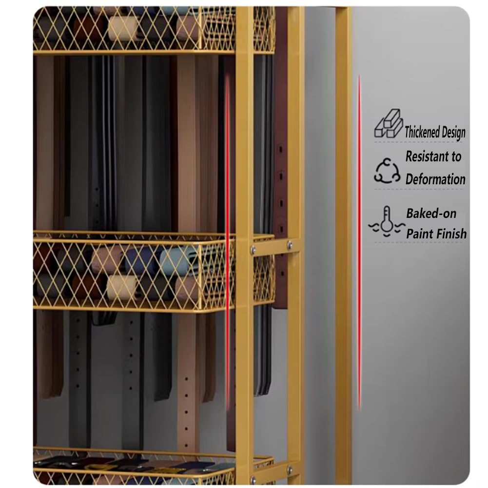 GRRICEPL Gürtelständer, Multifunktionaler Kleiderschrank-Organizer, Aufbewahrungs- Und Präsentationsständer für Krawatten, Schals, Tücher Und Accessoires(Schwarz,60x45x150 cm)