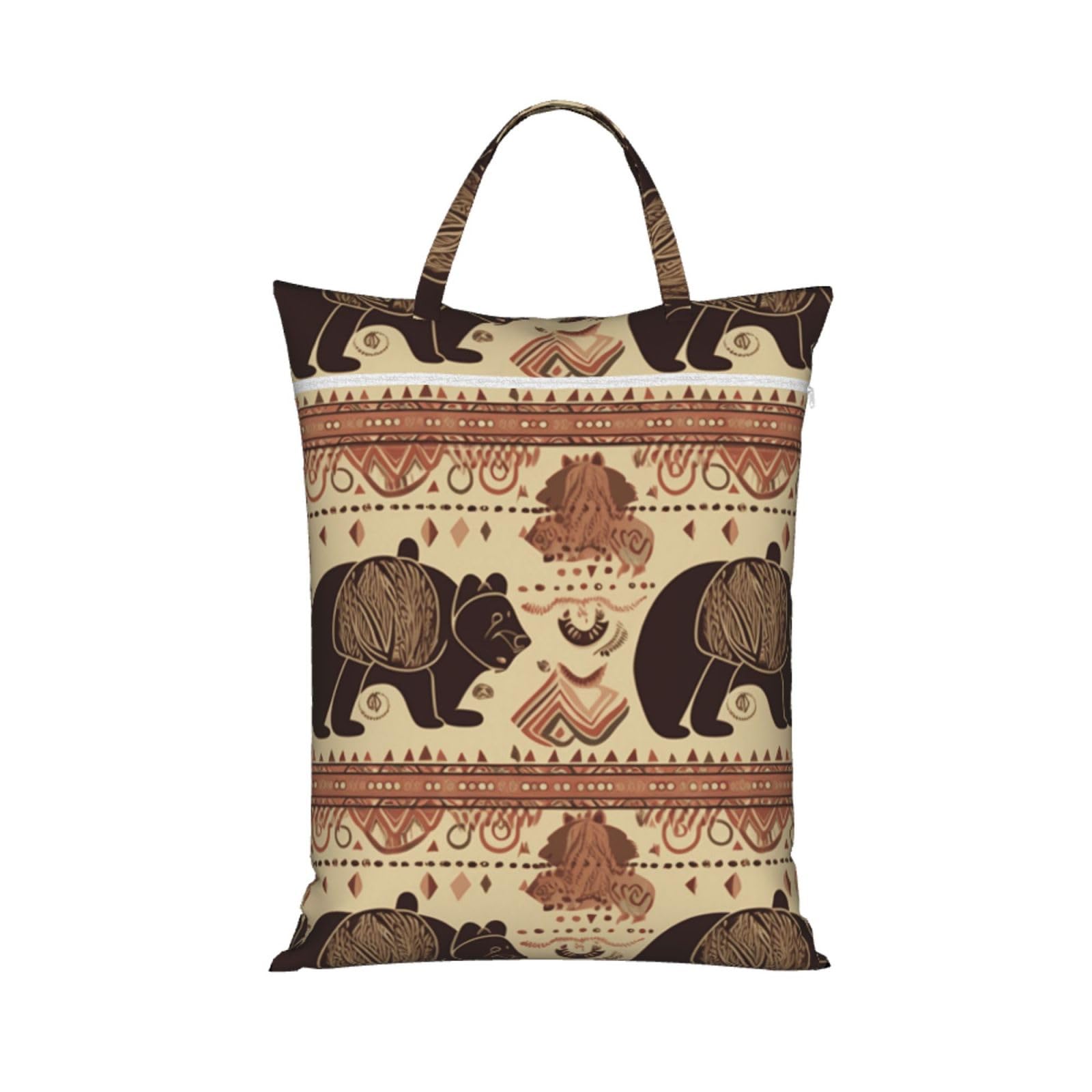 Large Travel Laundry Bags,Bear Print with Handle Foldable Laundry Bag for Holidays Gym Swimming and Family Trips, 1Pcs