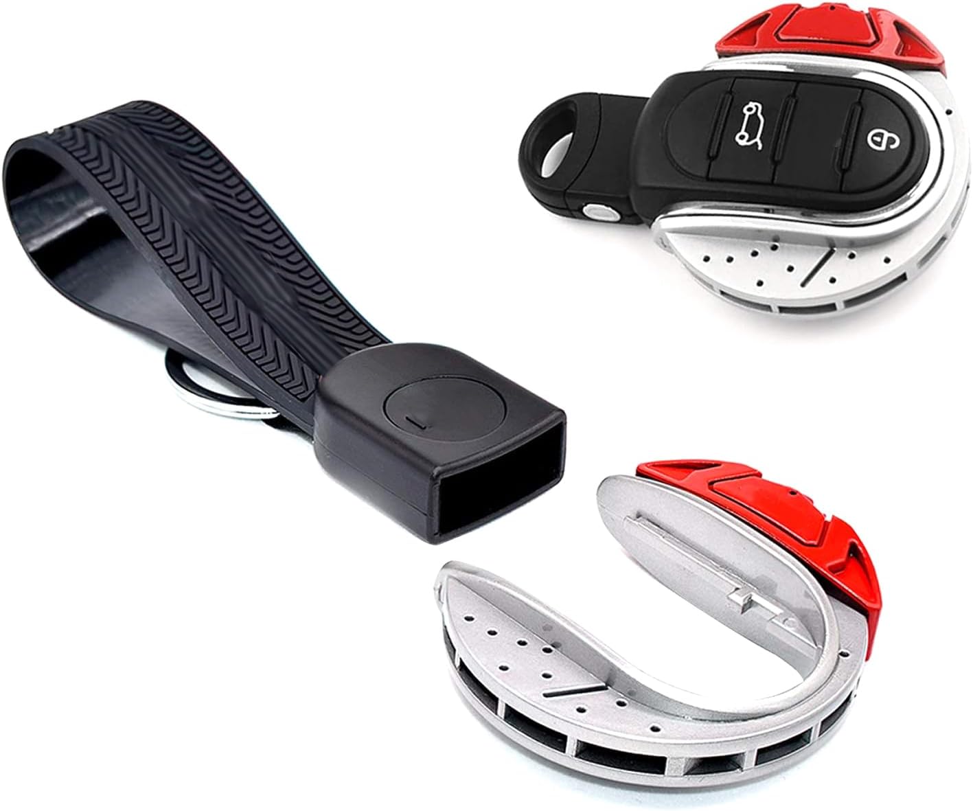 JCW Red Brake Disc Style Key Fob Case Shell Compatible with Cooper 2014-2019 3rd Gen F55 F56 F57 and 2017-2019 2nd Gen F60 Countryman (F Series)