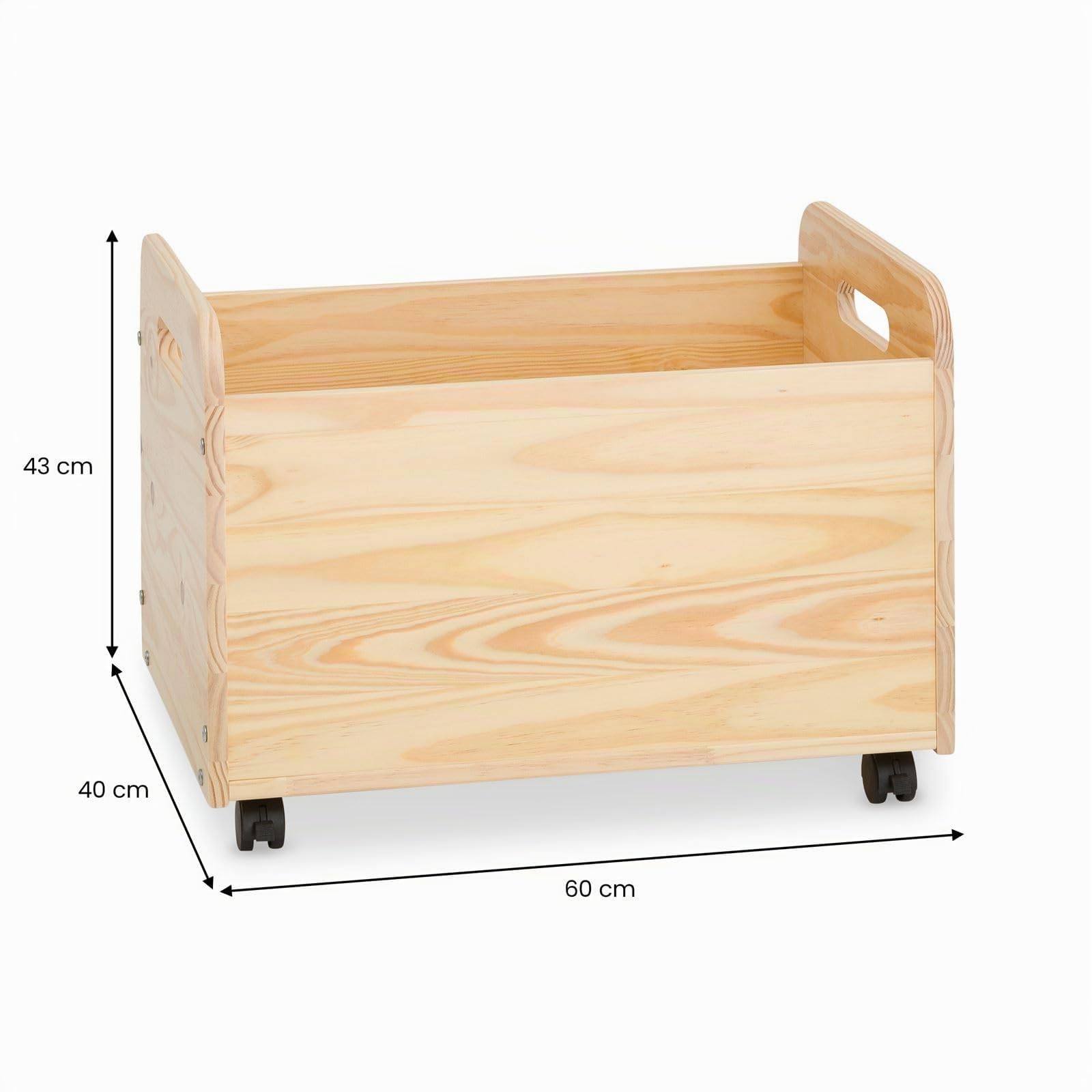 IDIMEX Coffre à Jouets Benjamin sur roulettes 60 x 43 x 40 cm en Bois pour Chambre d'enfant, Rangement Montessori Jouets Peluches, Facile à déplacer, Coloris Naturel