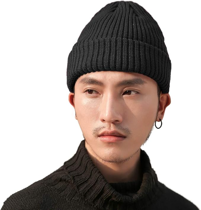 Amazon ニット帽子 メンズ レディース 無地 秋冬 リブ 防寒 7色 アウトドア ストレッチ性抜群 柔らかい フリース 男女兼用 キャップ 01ブラック ニット 通販