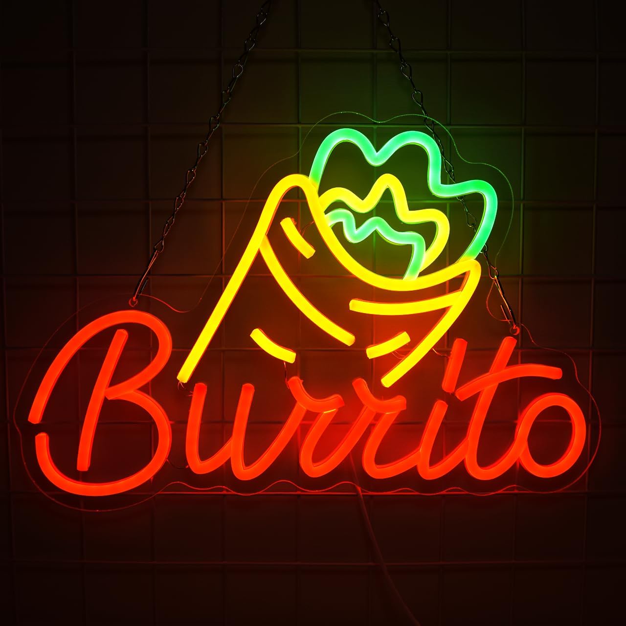 Burrito Neon Sign Mexico Food Burrito LED Light Sign for Wall Decor Dimmable Mexican Restaurant Sign for Kitchen Shop Bar Pub Food Truck Party Home Decor15.7 * 10.6inches