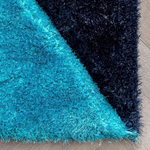 Image of SAGON Anti-Skid Shaggy Carpet Rug for Home | Ultra-Soft Plush Floor Mat for Living Room & Bedroom | Non-Slip, High-Density, Cozy Luxury Decor| 5 x 7 Feet Turquoise Half