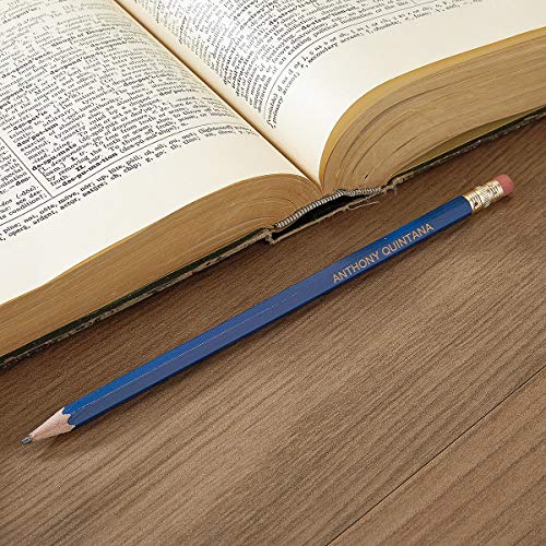 Lillian Vernon Blue Personalized Pencils - Set Of 12, Engraved Name, Hardwood #2 School Pencils, Kid's Gift #TOP6