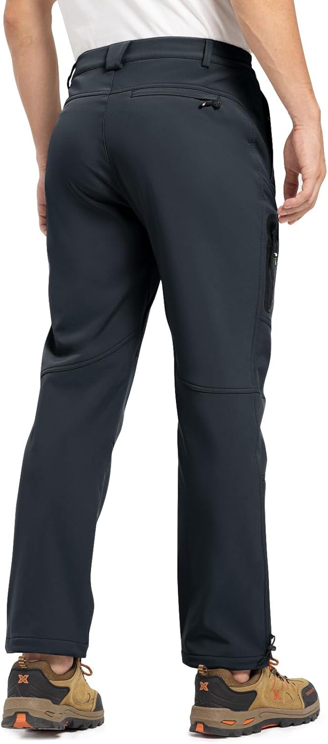 TBMPOY Men's Snow Pants Fleece Lined Hiking Winter Waterproof Softshell Ski Outdoor Insulated Climbing Pants Zipper Pockets - Image 2