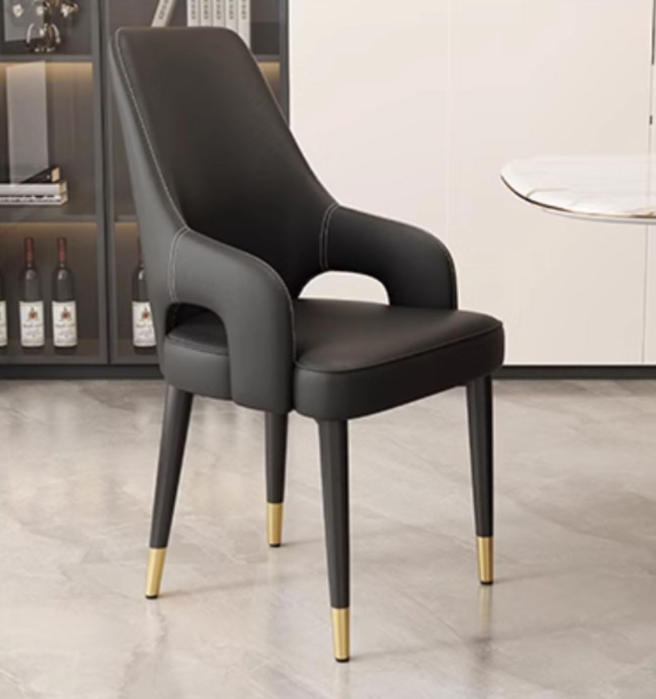 Chaise de loisirs en cuir et tissu au design épuré pour salle de conférence
