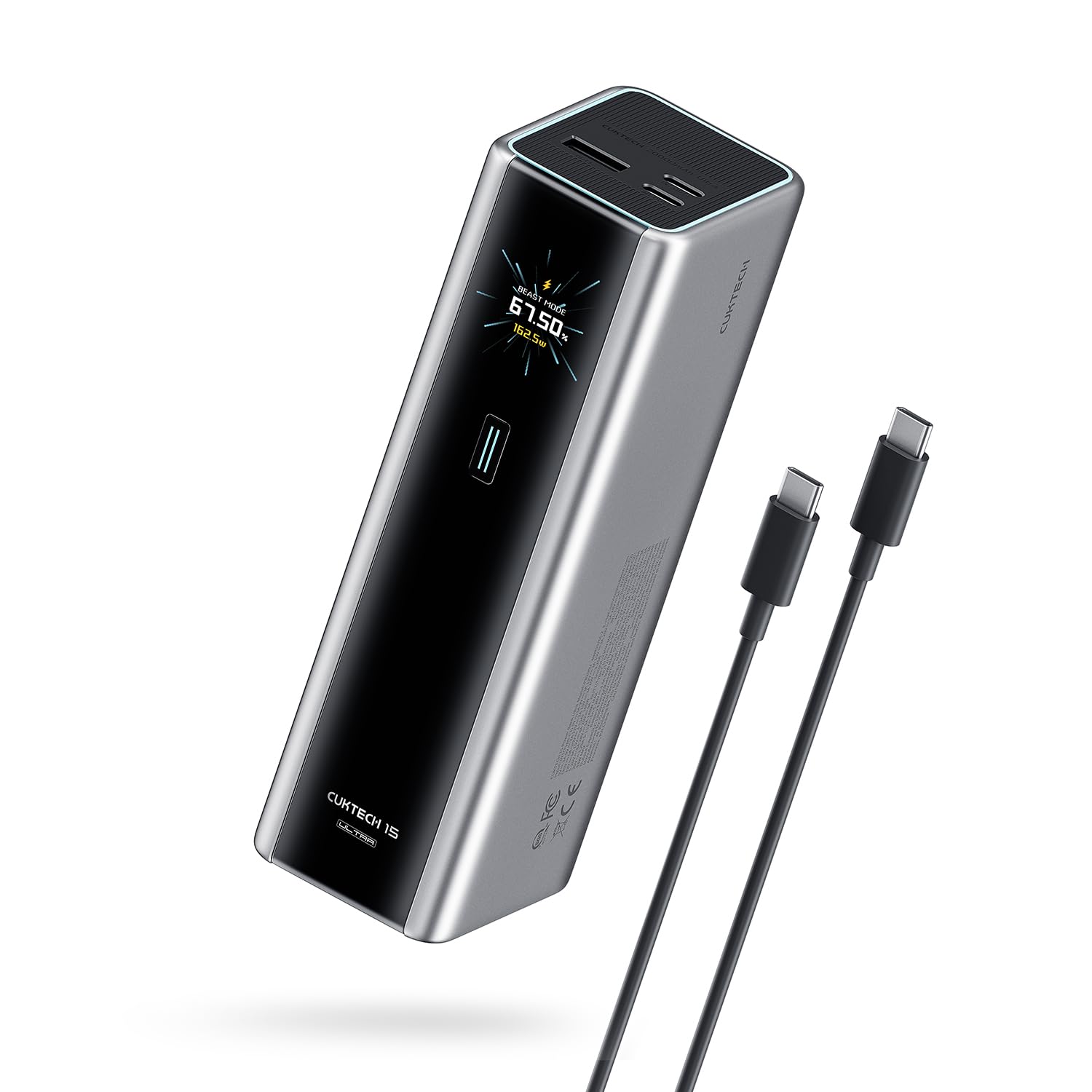 CUKTECH 15 Ultra Power Bank, 20000mAh 3-Port MAX 210W Laptop Charger, PD3.1 Fast Charging Battery Pack with Smart Display, for Xiaomi, Redmi, Poco, MacBook, iPhone, ipad, Samsung, Honor, Switch, etc