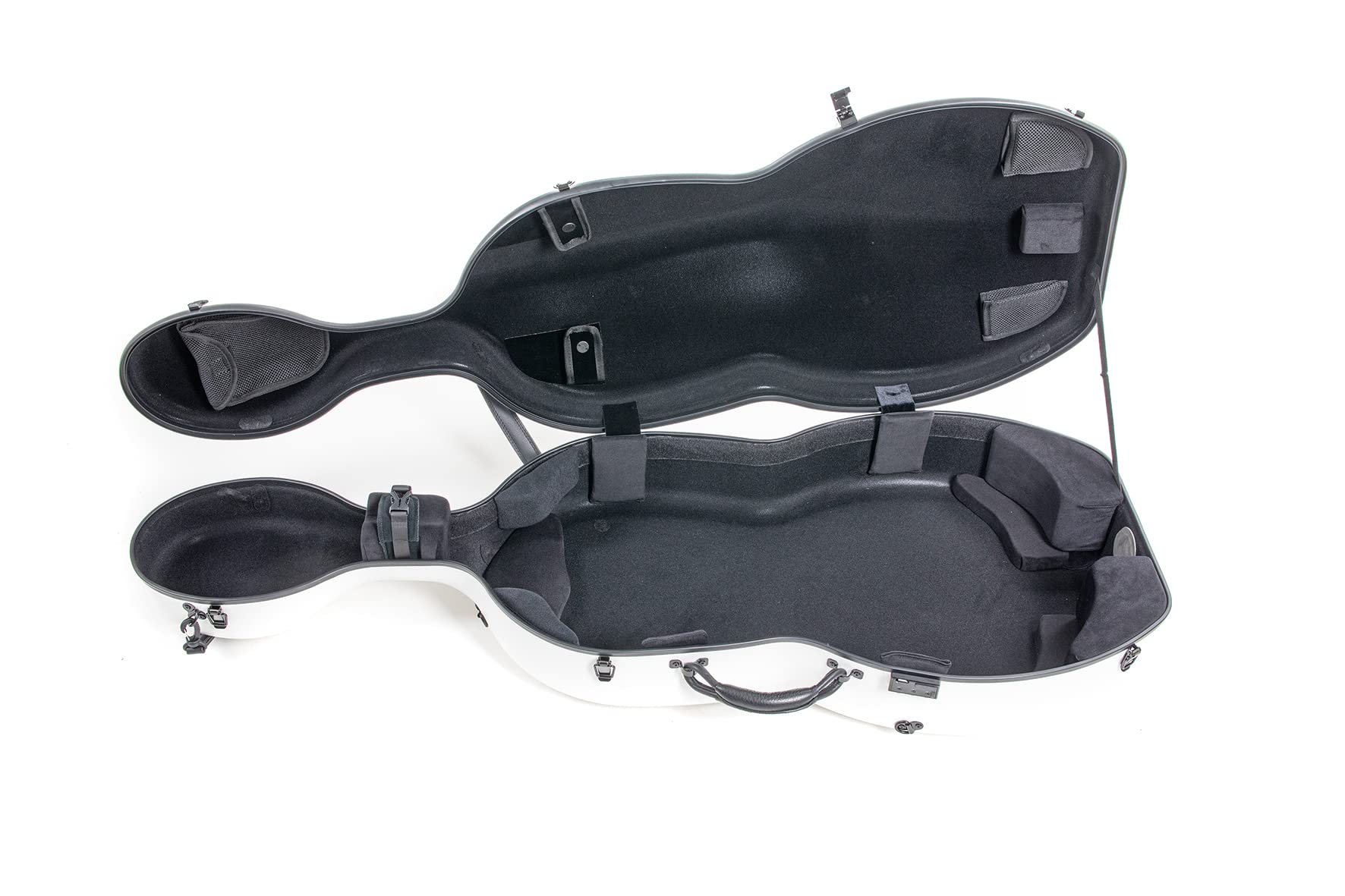 GEWA custodia per violoncello in policarbonato 4/4 bianco con cinghie a zaino, maniglia laterale e ruote (Rolly)