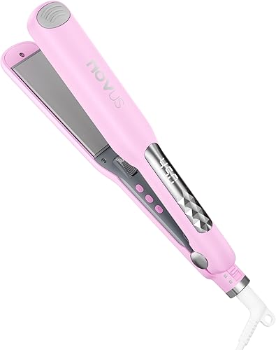 NOVUS Plancha de calor rápido plancha de pelo de cerámica plancha con 1.4 pulgadas de ancho flotante de temperatura ajustable alisador de iones