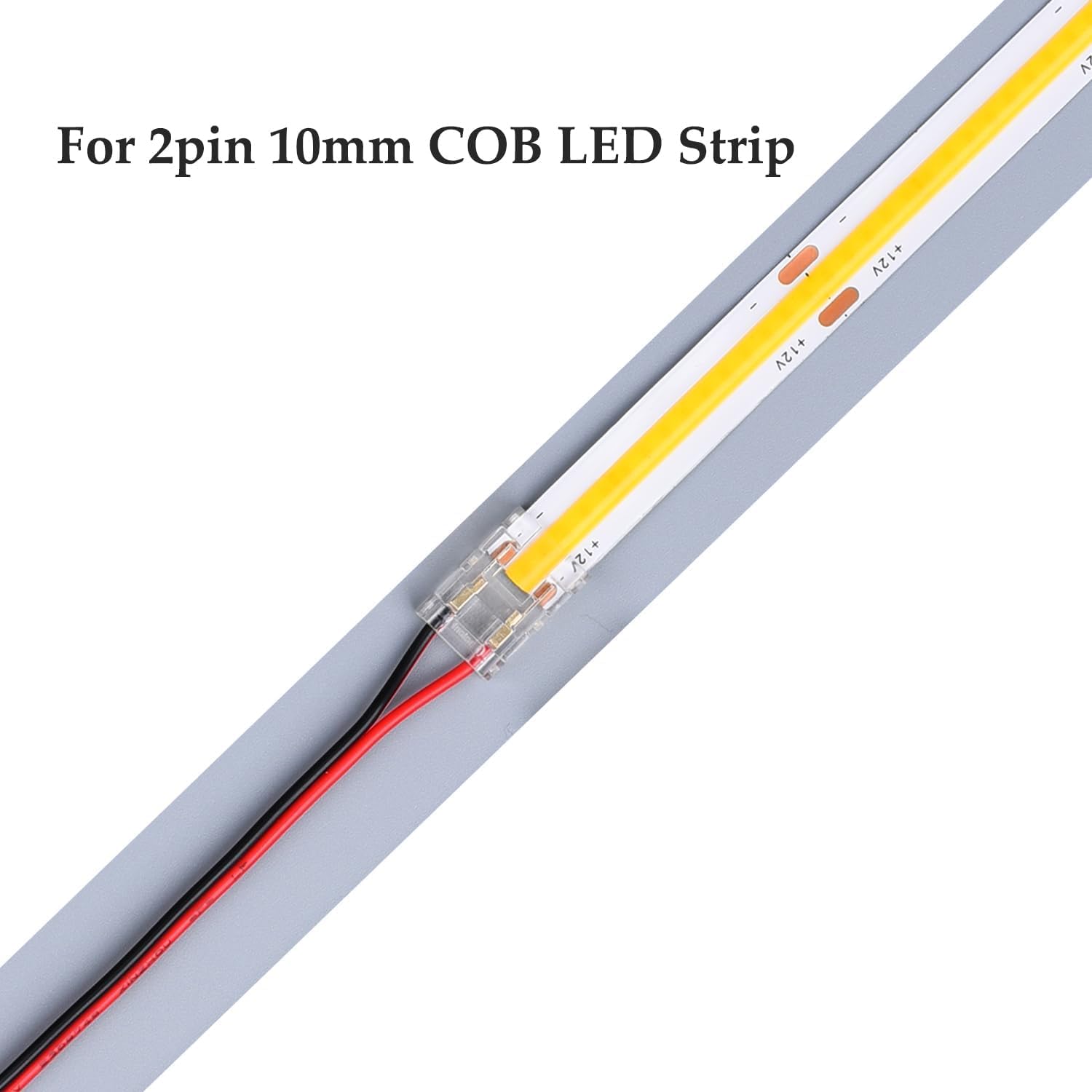 TOKERU LED Strip Connector, 20 Pack, 8mm, 2-Pin (Strip to Wire (COB), 10mm, Transparent - Image 2