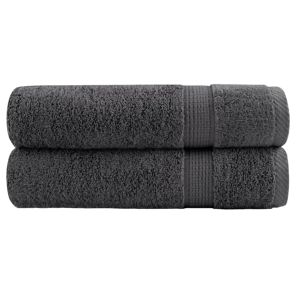 SOLUND Badetücher 2 STK. Anthrazit 100 x 150 cm, 600 g m2, 100% Baumwolle, saugstark und schnelltrocknend für Bad, Dusche, Sauna, Strand, Fitness, Spa, Hotel