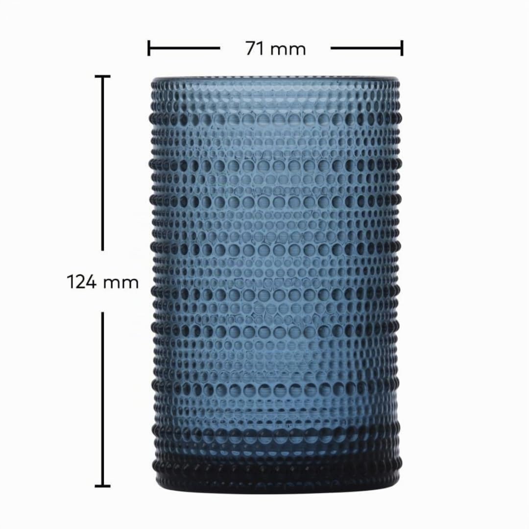 Fortessa Gläser Set Jupiter, Große Trinkgläser, 6er-Set, blau (Azur) | Vintage-Stil Wassergläser auch als Teelichthalter nutzbar, spülmaschinenfest