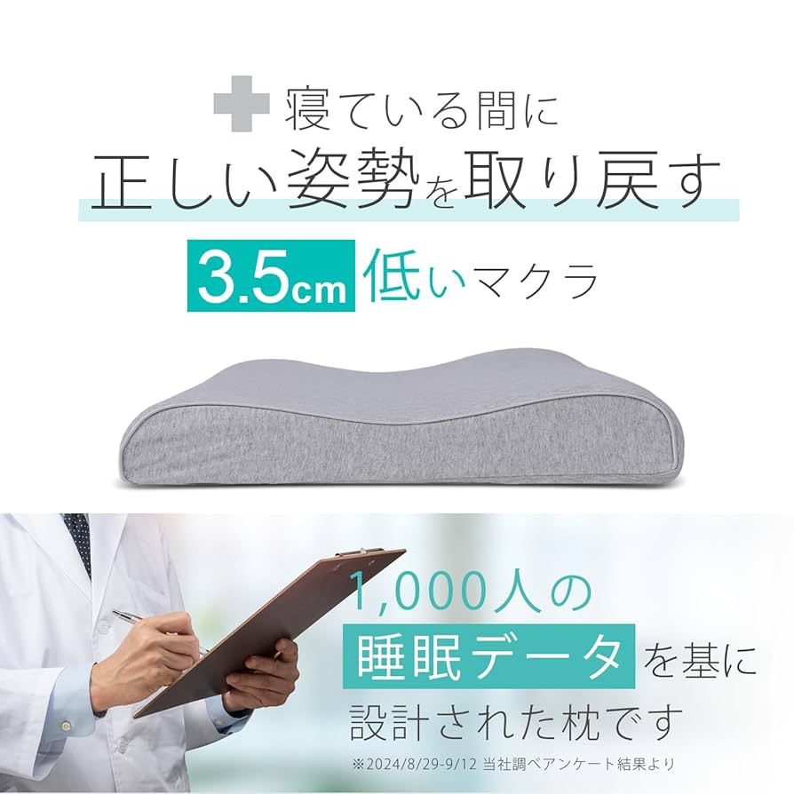 【数量限定】眠っている間に姿勢を取り戻す3.5センチ低い枕 １日３時間以上モニタ Amazon｜眠っている間に姿勢を取り戻す3.5センチ低い枕 1日3