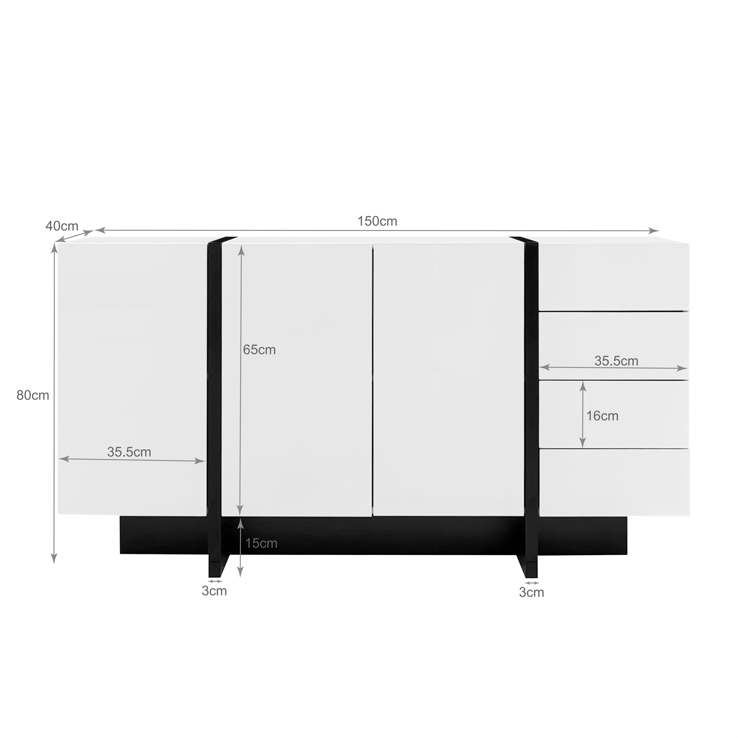 HOMYLIN Laborschrank mit Schubladen und verstellbaren Regalen, 150 cm Schrank für Forschung und Medizin, Weiß