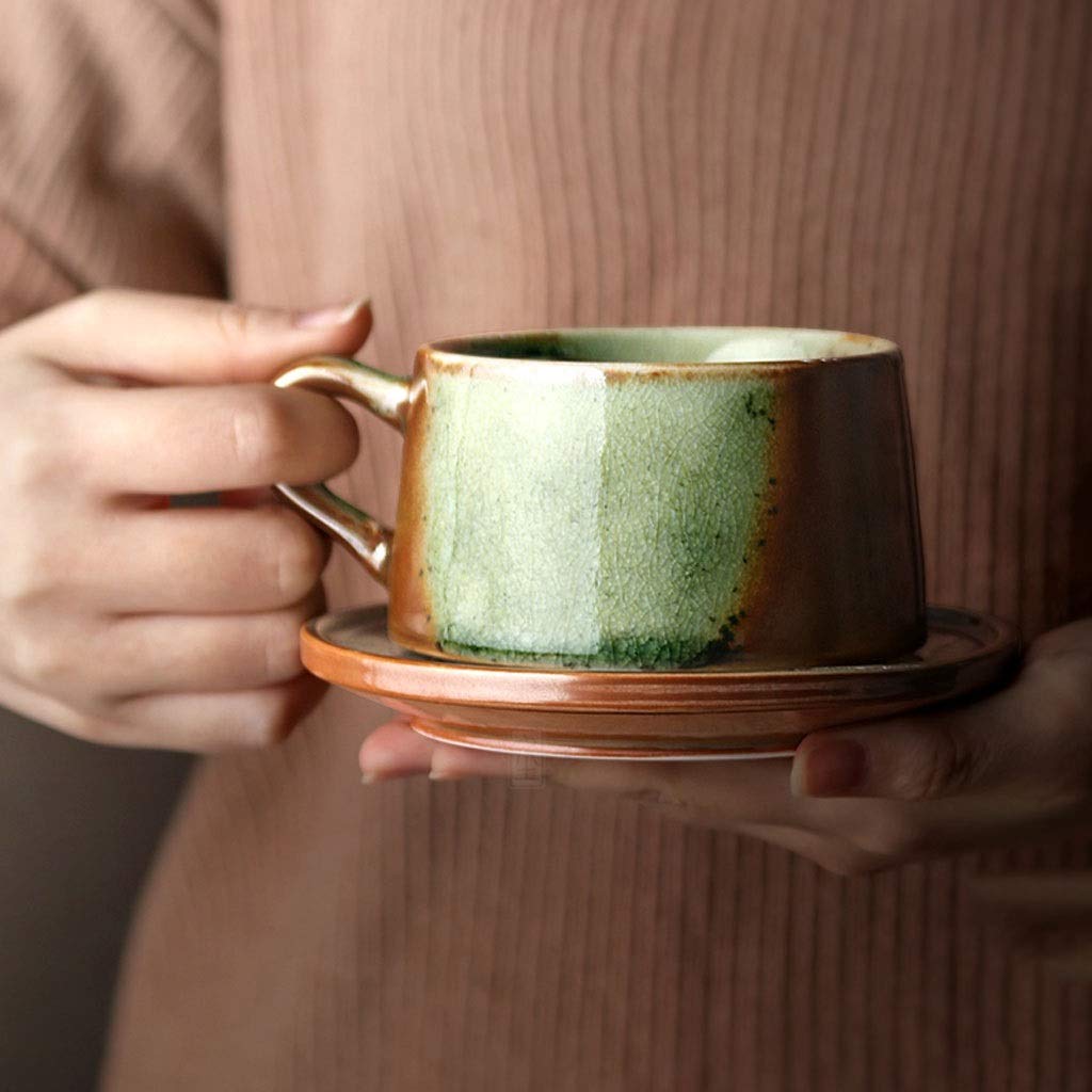koffiemokken Keramische Espresso Kop en Schotel Set Tea Cup Handmade Kiln Verglaasde Kop van de Koffie, 8.5oz mokken