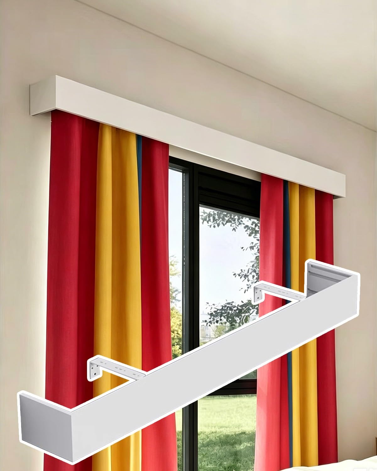 Blazea Curtain Pelmet Cornice Boards for Windows, Aluminum Alloy Curtain Baffle with Brackets and Screws, Wall Mounted Decorative Valance Box White(1.9m (6.2ft))