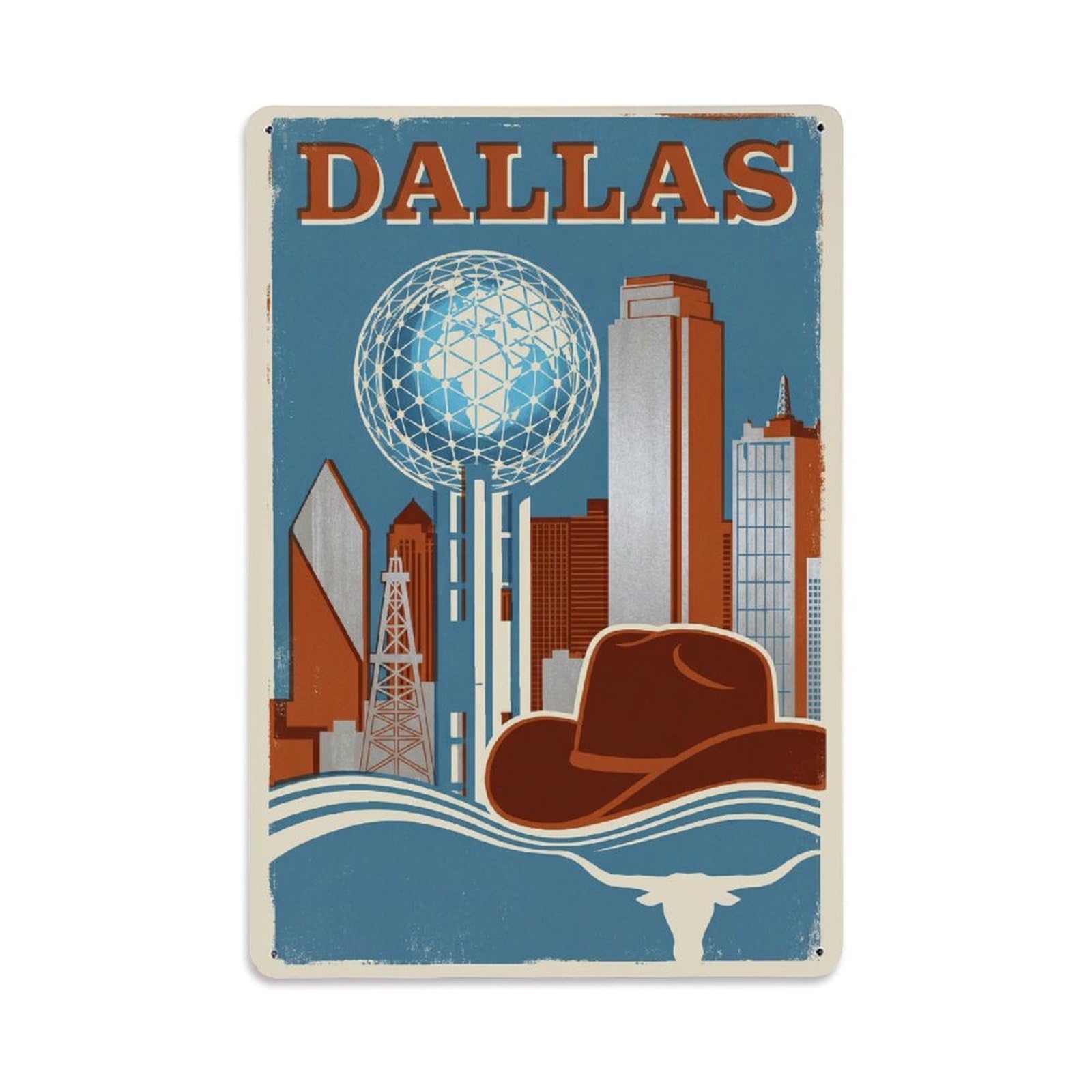 Gead 8X12inch Style Usa Dallas Travel Vintage Metal Tin Sign