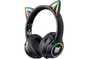 Bluetooth Cat Ear Headphones for Kids, Wireless & Wired Mode Foldable Headset...