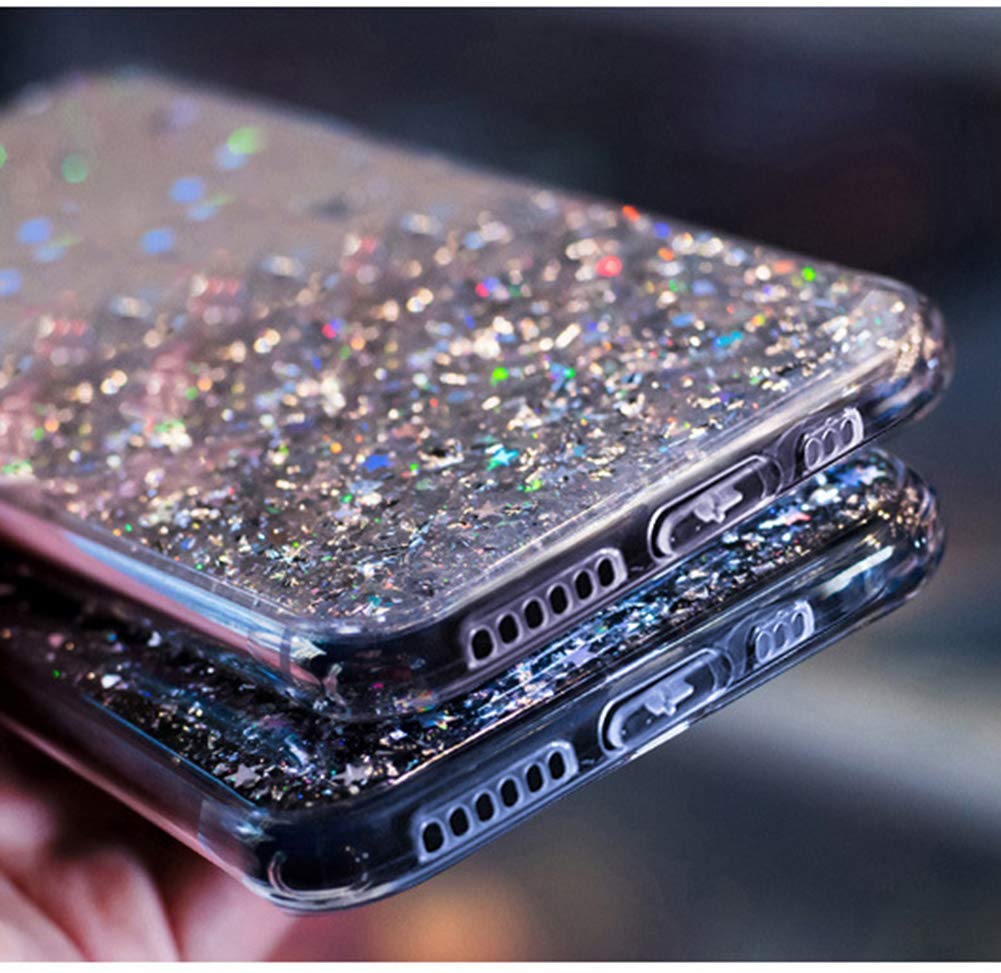 Uposao Compatibile con Huawei Mate 10 Pro Mano Strass Sparkle Glitter Bling Cristallo Silicone Custodia Scintillio Bling TPU Protettiva Bumper Rhinestone Case,Rosa