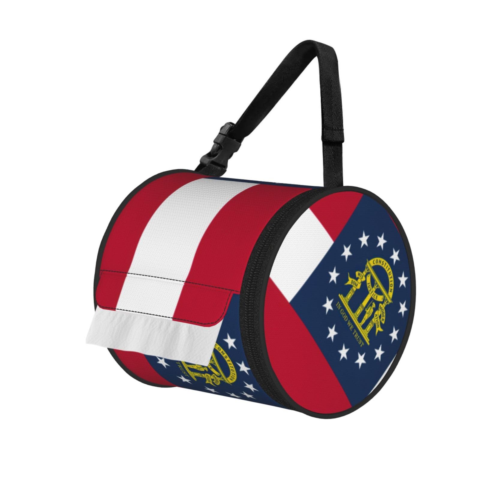Georgia State Flag Print Fashion Tissues Organizer Box, Hanging Tissue Holder For Purse Coins For Car Office Daily Outing