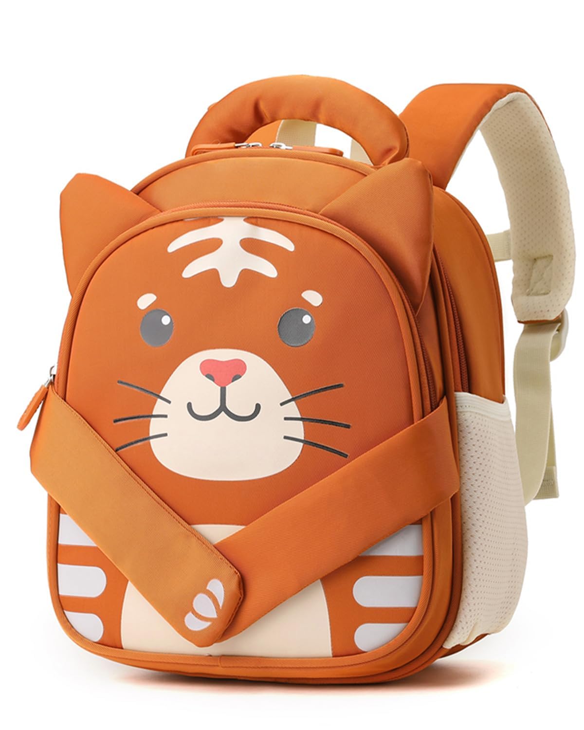 PROTAURI Sac à Dos Enfant Maternelle Garçon avec Brustgurt, Cartable Maternelle Léger et Réfléchissant, Sac Enfant Maternelle Transformable pour 2-6 Ans, 11.6L, Tigre