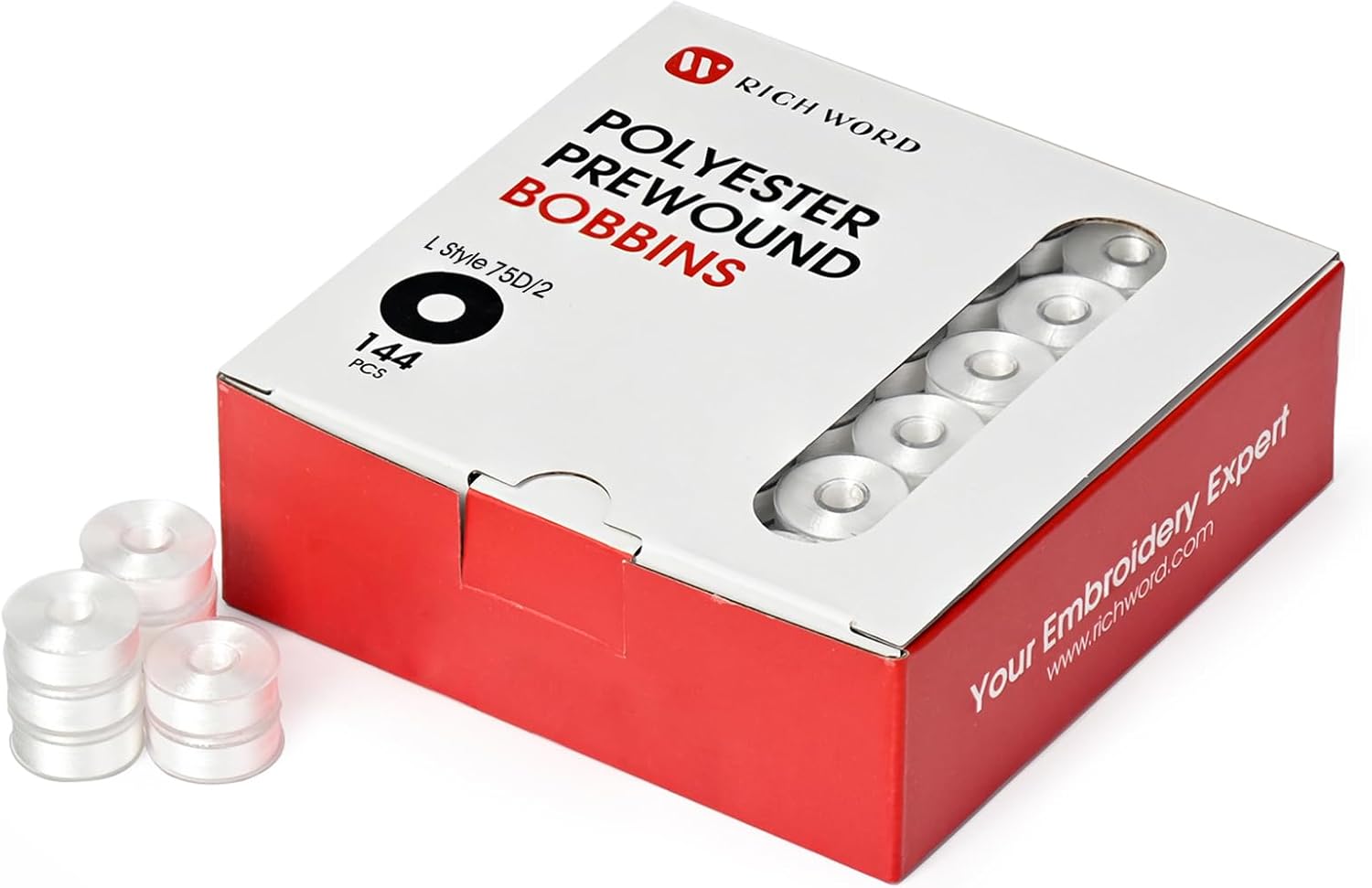 BAi The Vision+40 Colors thread+12" x 25 Yd tear Away Backing+ 6"x8" Puffy Foam+White Bobbins 144pcs Plastic Sided Type L(SA155), 60WT(75D/2)