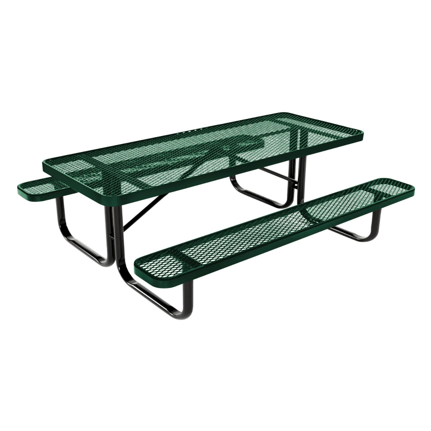 Coated Outdoor Furniture Heavy-Duty Portable Outdoor Kids Table, Expanded Metal Kids Picnic Table, Commercial-Grade Picnic Table, Made in America (6ft Rectangular, Childrens, Textured Green)