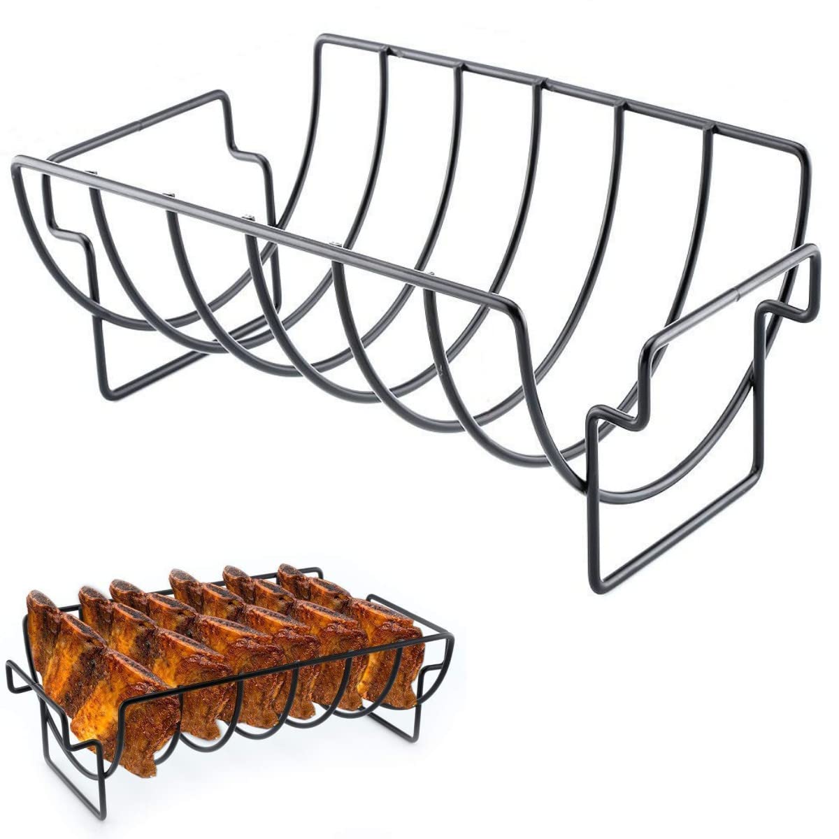 Soporte de costillas para ahumador y asador de pavo doble uso