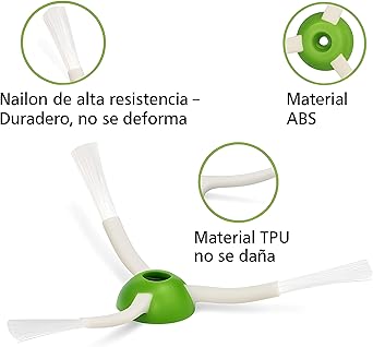 MIRTUX Pack de Accesorios compatible con Roomba E5 E6 i1 i3 i3+ i7 e5154 e5158 j7. Kit de recambios Completo. Repuestos de reemplazo de cepillos Laterales, filtros, Rodillos extractores.4