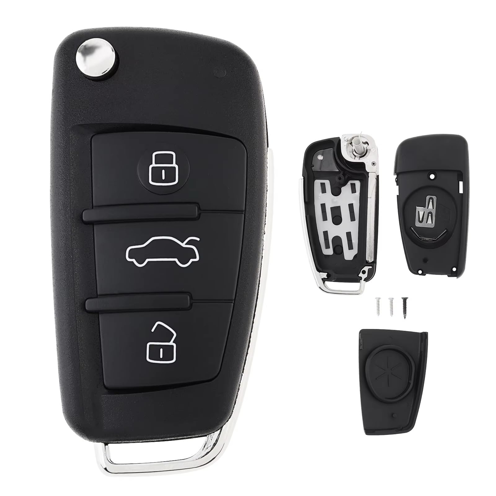 Compatibile Con Per Q7 2007 2008 2009 2010 2011 2012 2013 S6 Custodia Telecomando Auto A 3 Pulsanti Ribaltabile Chiavi
