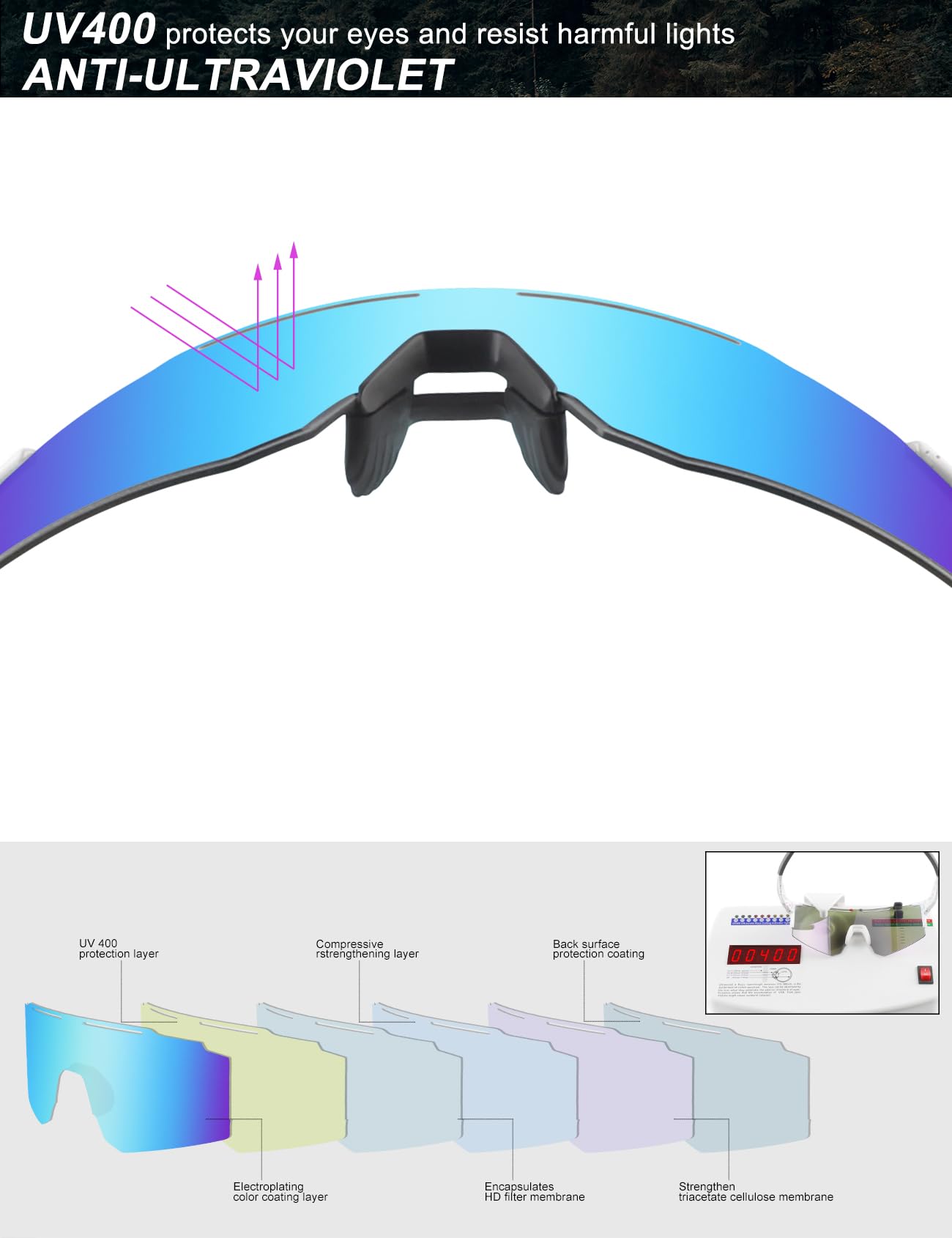 OULAIQI Polarisierte Radsport-Sonnenbrille für Damen und Herren mit 1 oder 3 Wechselgläsern