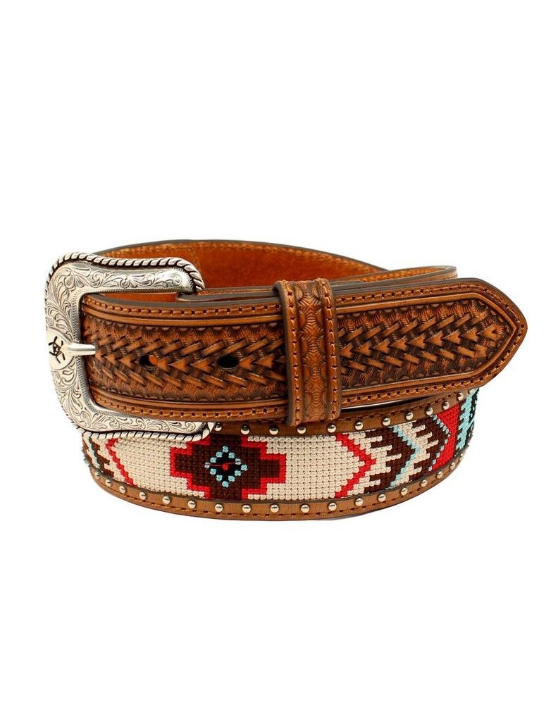 ARIAT Men's Arrow Billet Ribbon Center Belt, Multicolored, 36