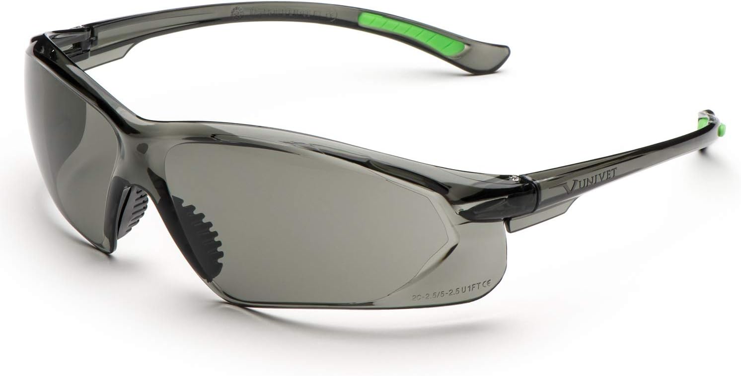 Univet 516.01.10.02 "No.516" Safety Goggles with Glass, Smoky-Grey/Green