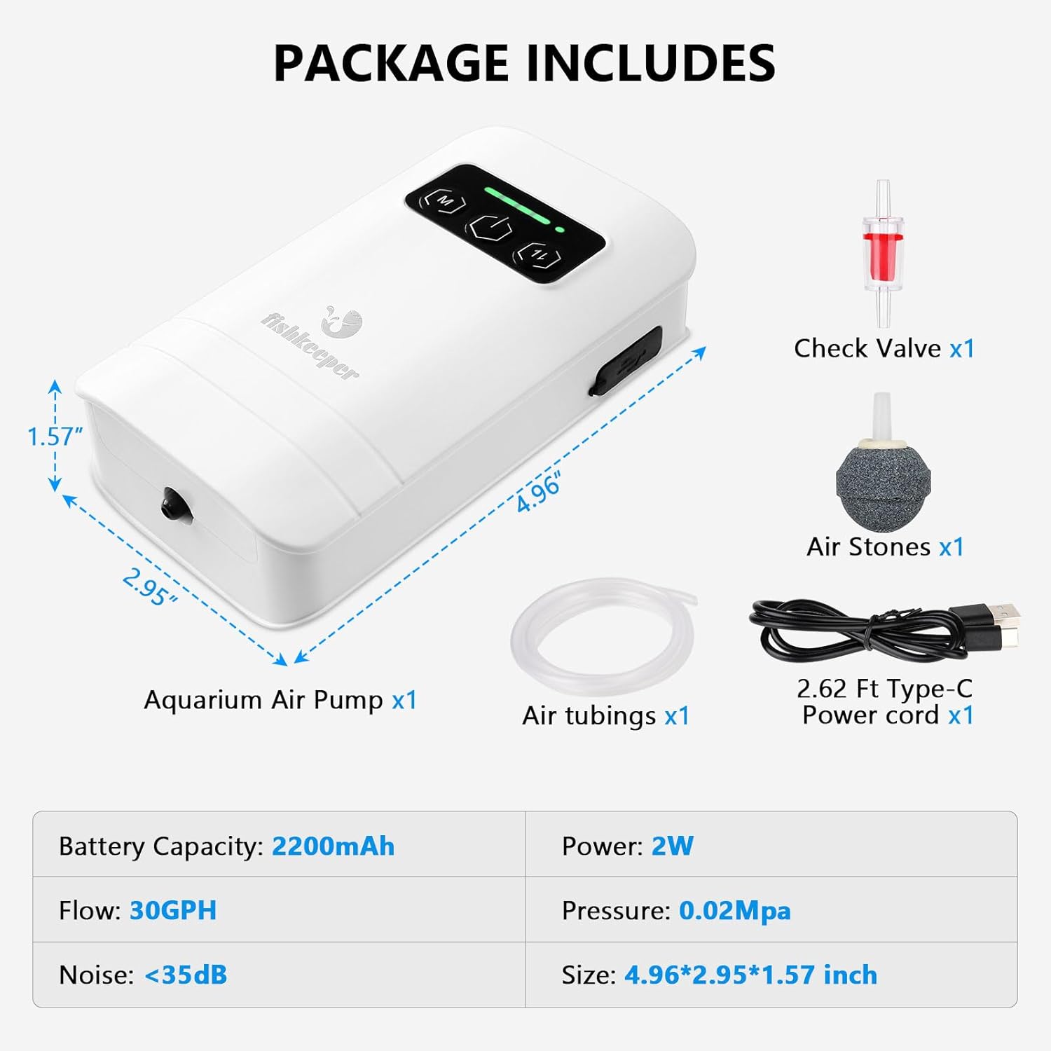 Image showing the stainless steel metal clip on the back of the fishkeeper air pump for fixation to a tank or bucket edge.