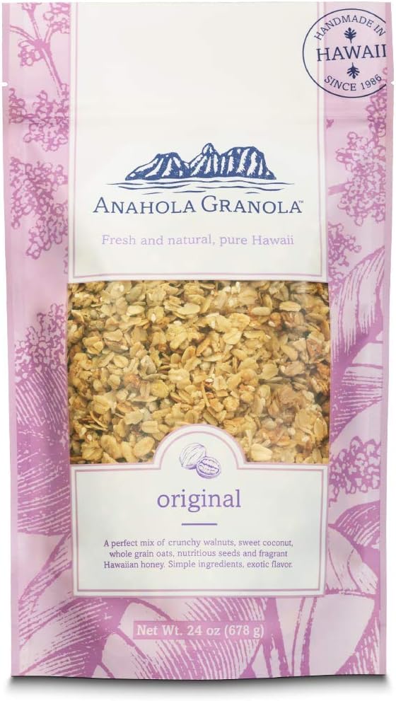 Anahola Granola Original 24 oz - Healthy Hawaiian Muesli Cereal - Wheat Free With No Sugar Added - Hand Cut Since 1986 - Good For You While Still Tasting Great (24 oz)