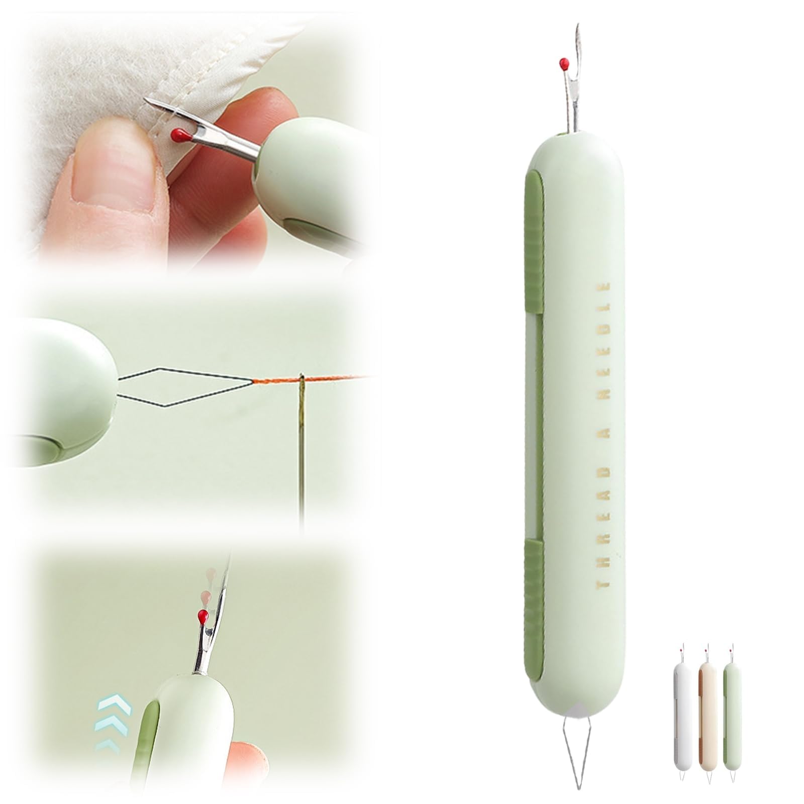 2024 Upgrade 2 in 1 Needle Threader Seam Ripper, Needle Threaders Seam Rippers for Sewing, Needle Threading and Seam Kit Seam Ripper Tool for Elderly and Sewing Enthusiasts(Green)