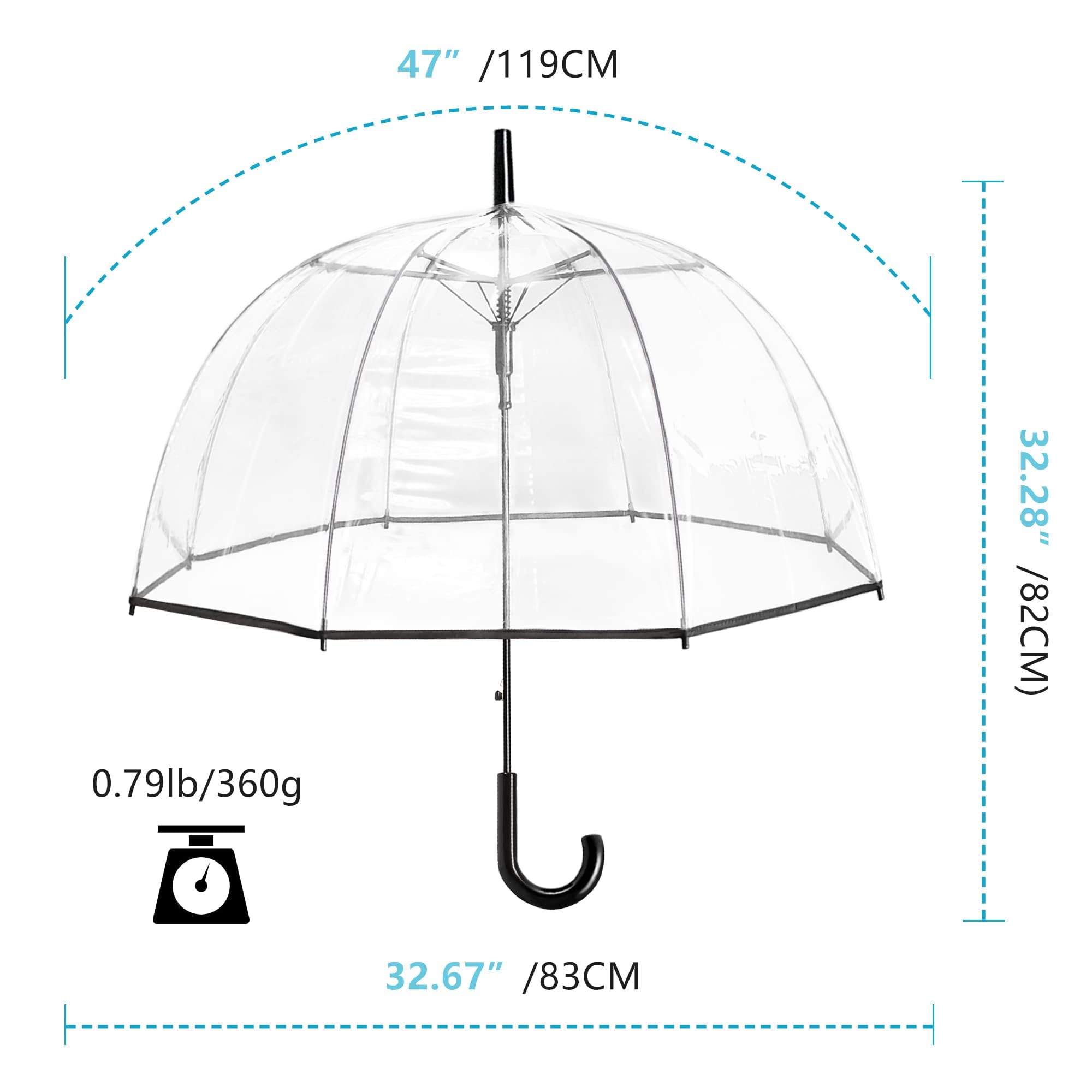 Generisch Przezroczysty parasol kopułowy, przezroczysty, automatycznie otwierany parasol ślubny na deszcz, wiatroszczelny i wodoszczelny, dla dorosłych lub dzieci, idealny na podróż lub wesela