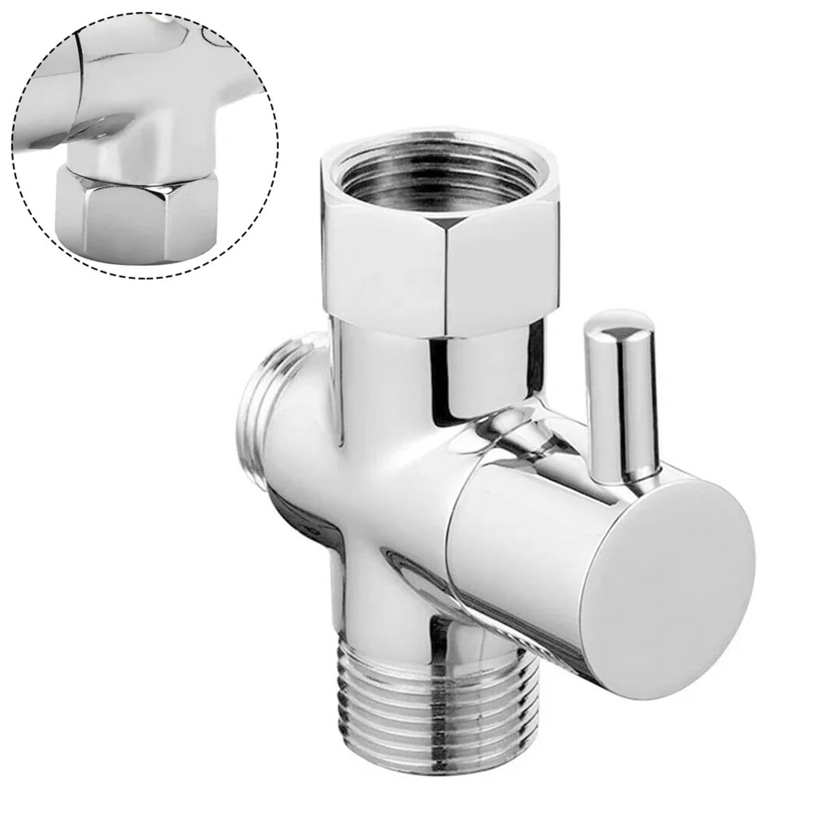 Válvula desviadora de 3 vías for jardín, hogar, cocina, grifo mezclador, válvula ángulo, adaptador en T, G1/2 para Fregadero, Cocina y Baño