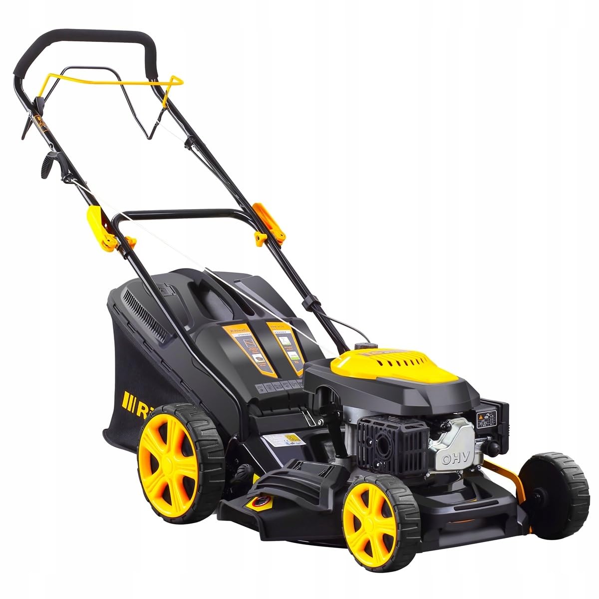 Riwall RPM 4735, Kosiarka Spalinowa, 47 cm, Stalowa, Czarna, 9w1 Multifunkcyjna, 31 kg, 7-Pozycyjna Regulacja, Napęd Własny, Silnik OHV 146cc